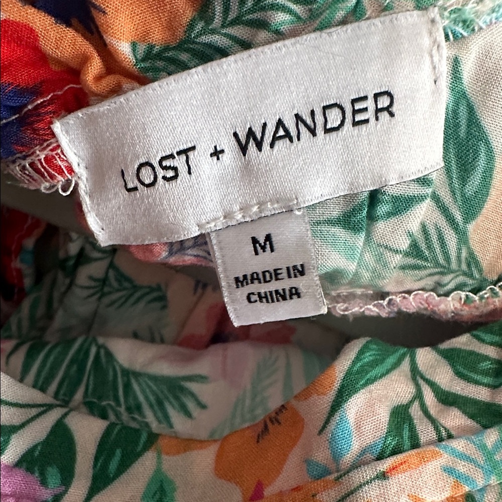 Lost + Wander Tropical Floral Smocked Ruffle Dress - Picture 3 of 5